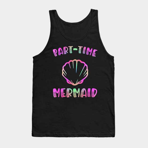 Part Time Mermaid Rainbow Seashell Tank Top by Boo Face Designs